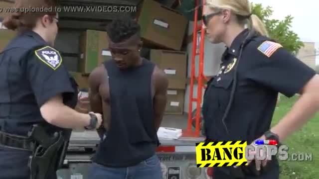 Black suspect is taken inside moving truck and fucked by perverted cops